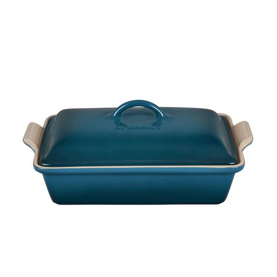 Quality Guarantee Le Creuset Heritage Rectangular Casserole In Deep Teal Clearance