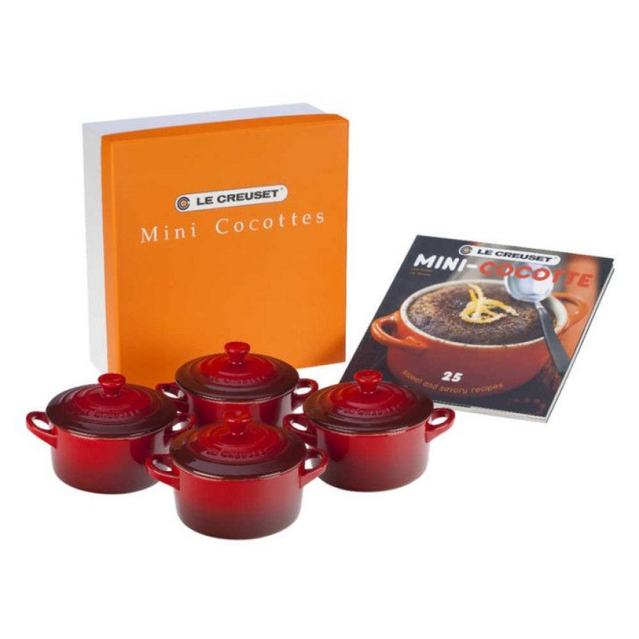 Quality Guarantee Le Creuset Mini Cocottes In Cerise With Cookbook Wholesale