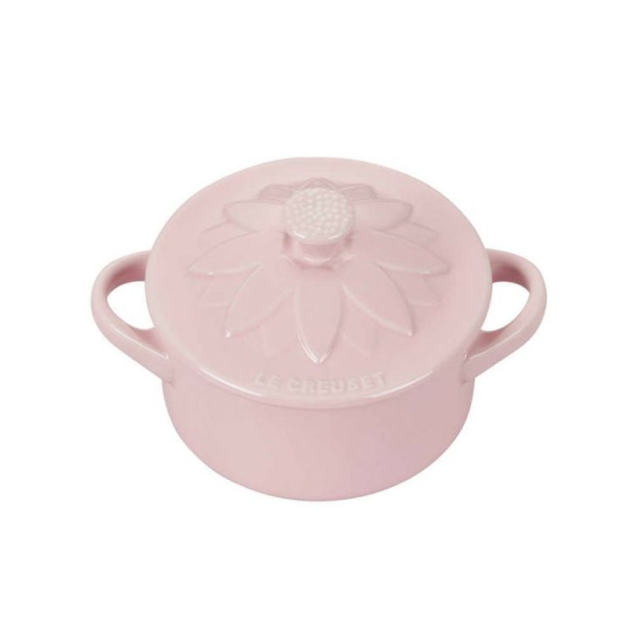 New Threads Le Creuset Mini Cocotte With Flower Lid In Chiffon Pink Hot