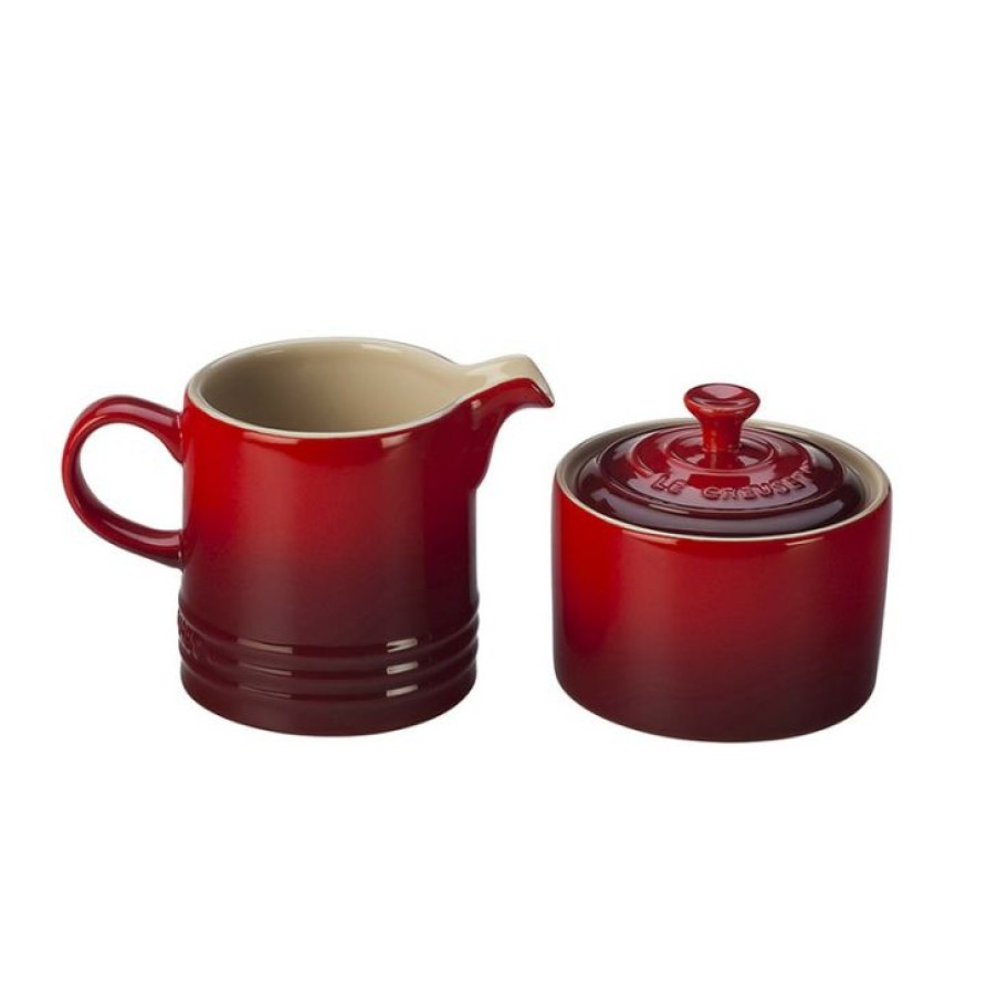 Typical Style Le Creuset Cream And Sugar Set In Cerise Clearance