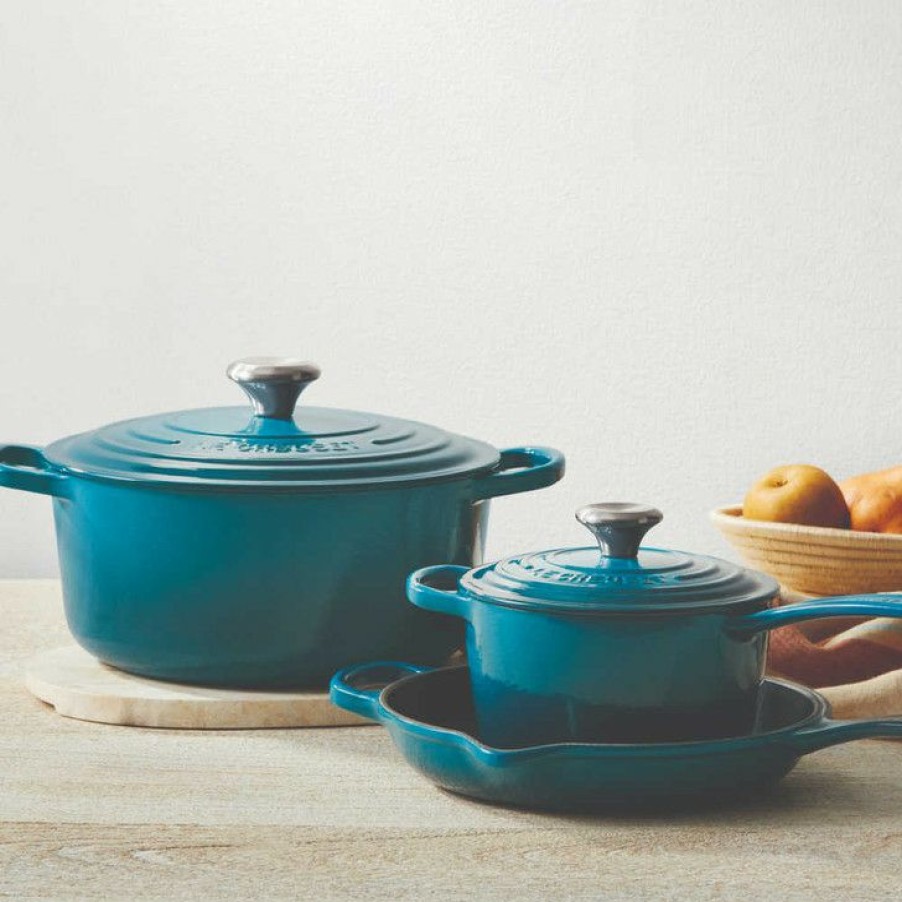 Exquisite Gifts Le Creuset 5-Piece Signature Cast Iron Set In Deep Teal Clearance