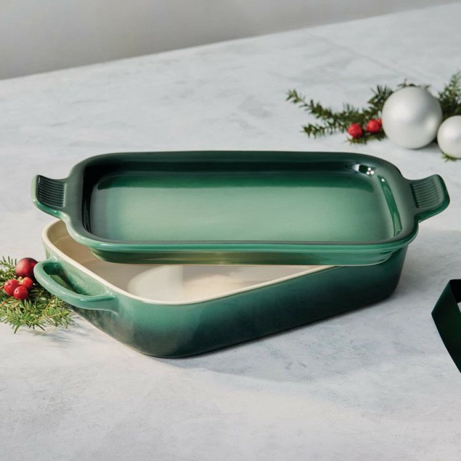 Closeout Sale Le Creuset Rectangular Dish With Platter Lid In Artichaut Hot