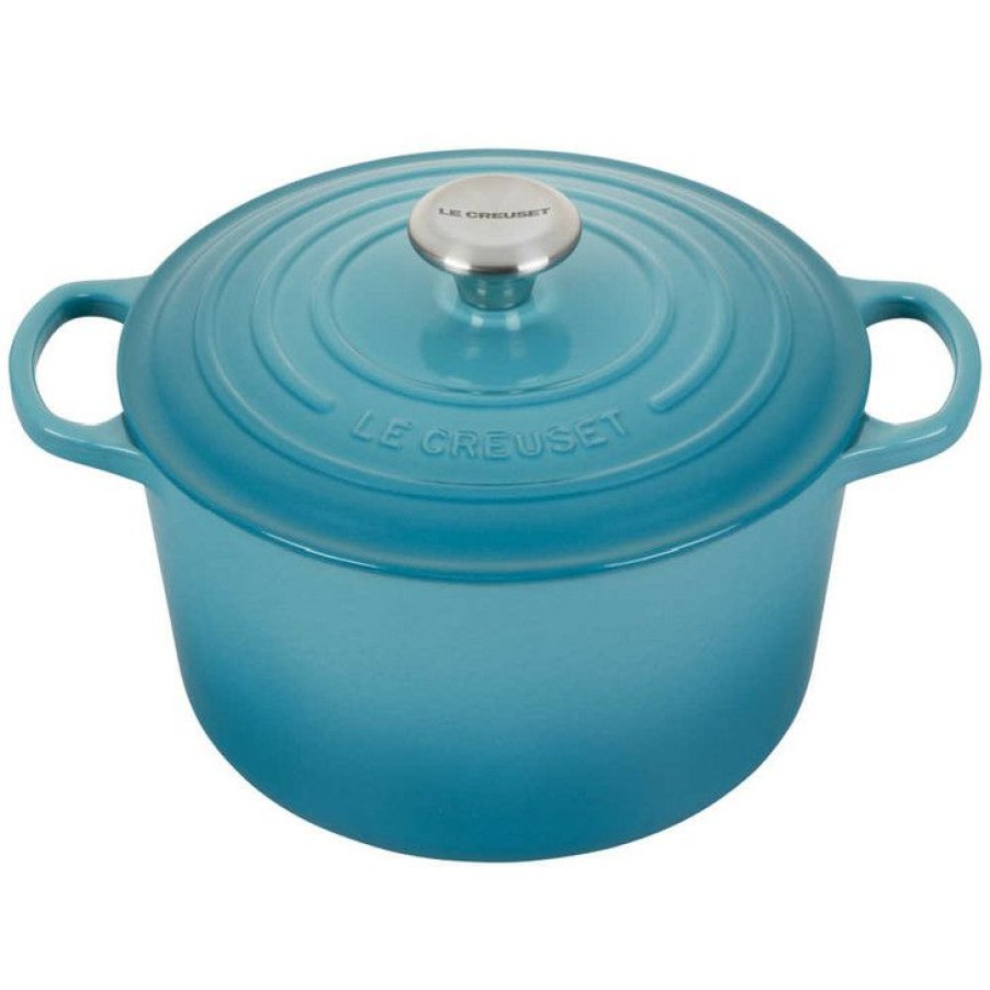 Excellent Le Creuset Round Deep Dutch Oven In Caribbean New