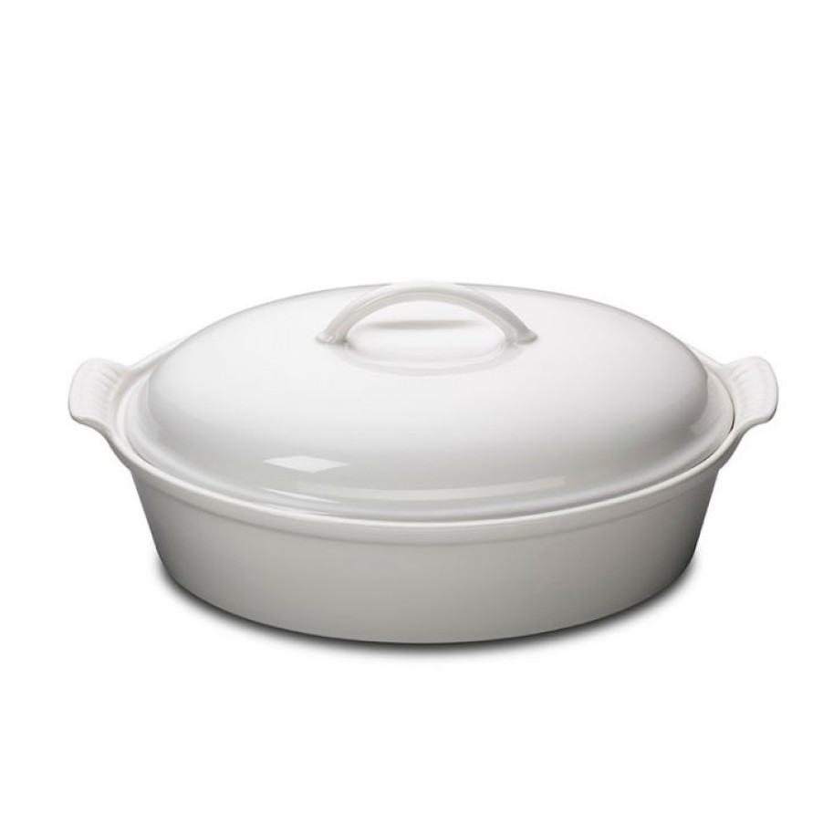 Excellent Le Creuset Heritage Oval Casserole In White New